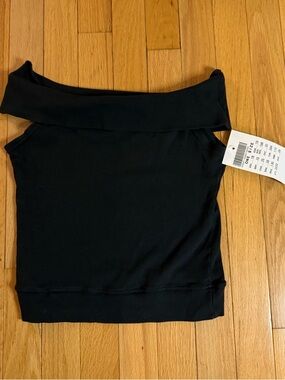 Brandy Melville Black Off-Shoulder Crop Top